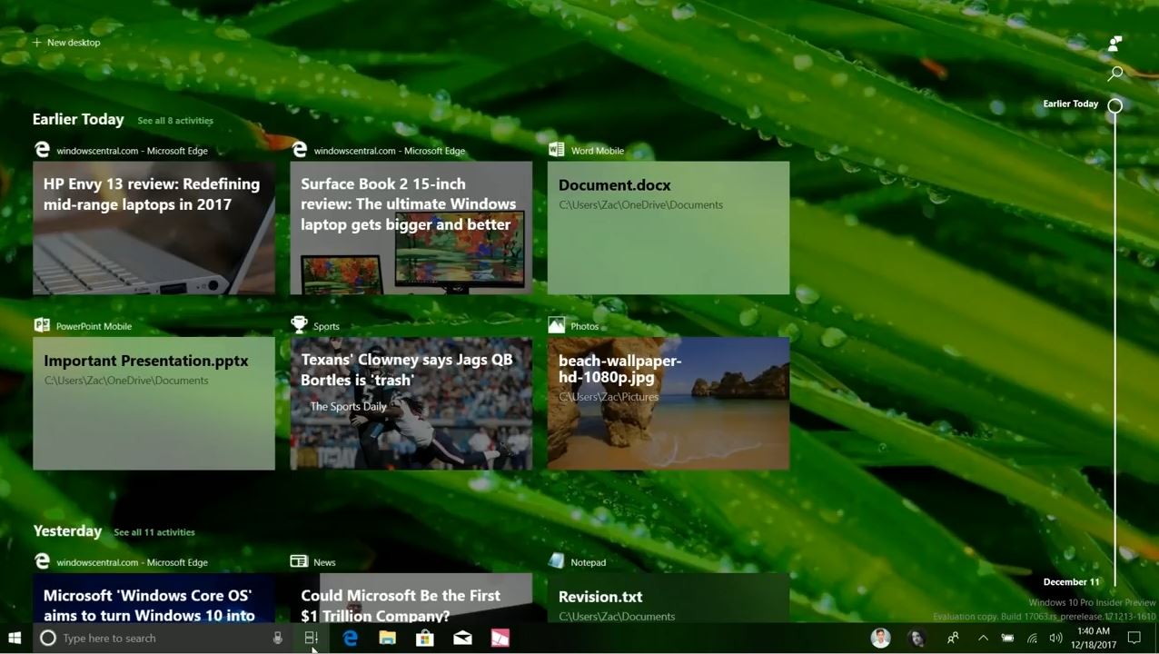 Windows 10 RS4預覽版17063時間軸亮相，接近正式版