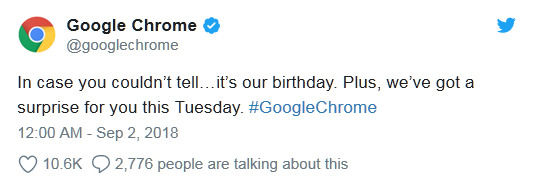 Google Chrome將迎來10周年紀念日,明日將放送驚喜 Google Chrome將迎來10周年紀念日,明日將放送驚喜